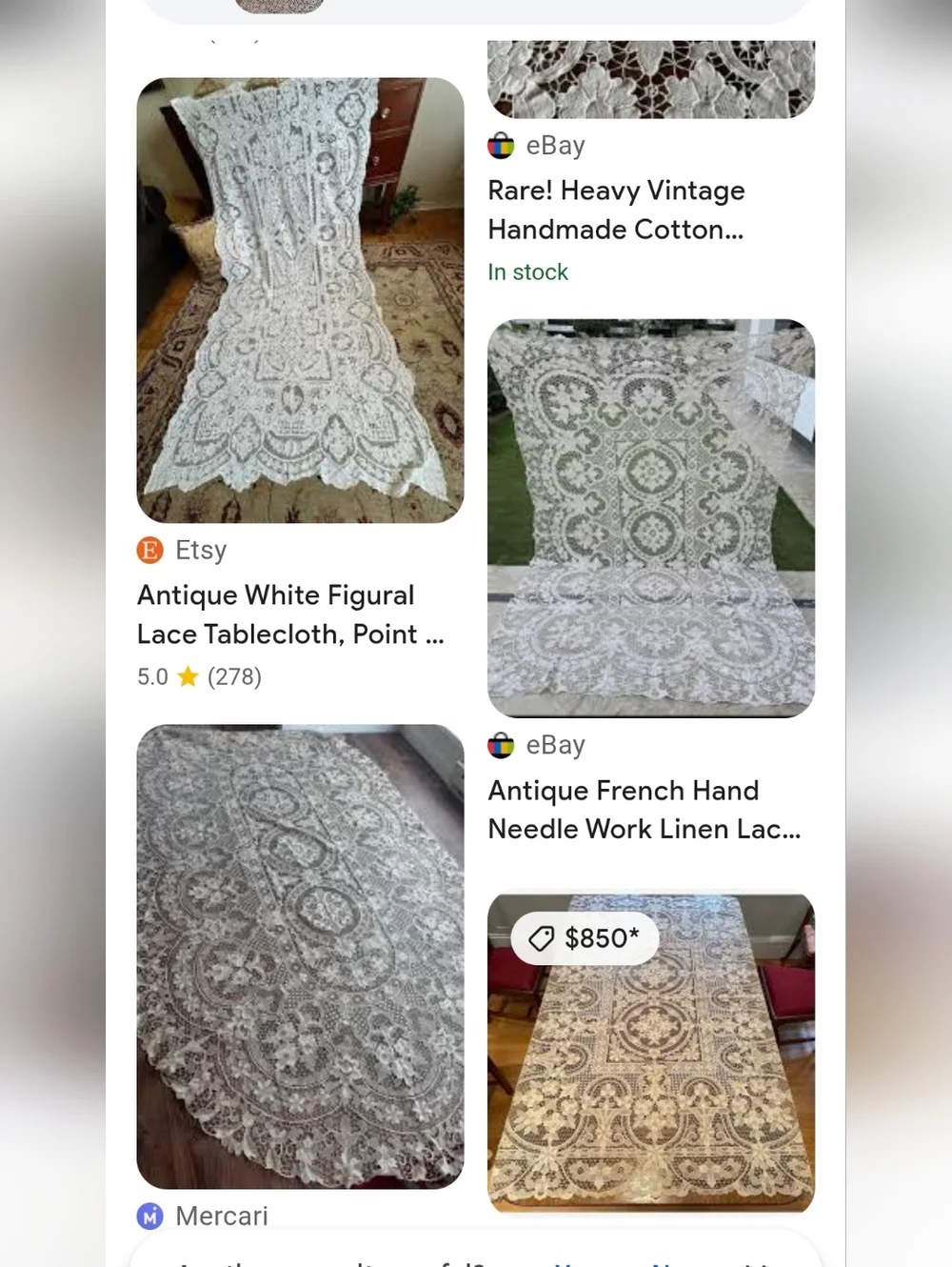 Vintage Floral Crochet Lace Tablecloth - Cream 86